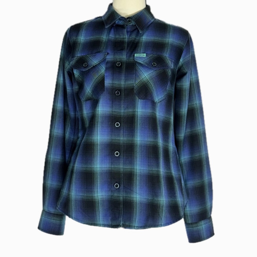 NWT! DIXXON FLANNEL NWT ‘Aurora’ Women’s Flannel Blue, Teal, Black Size Small